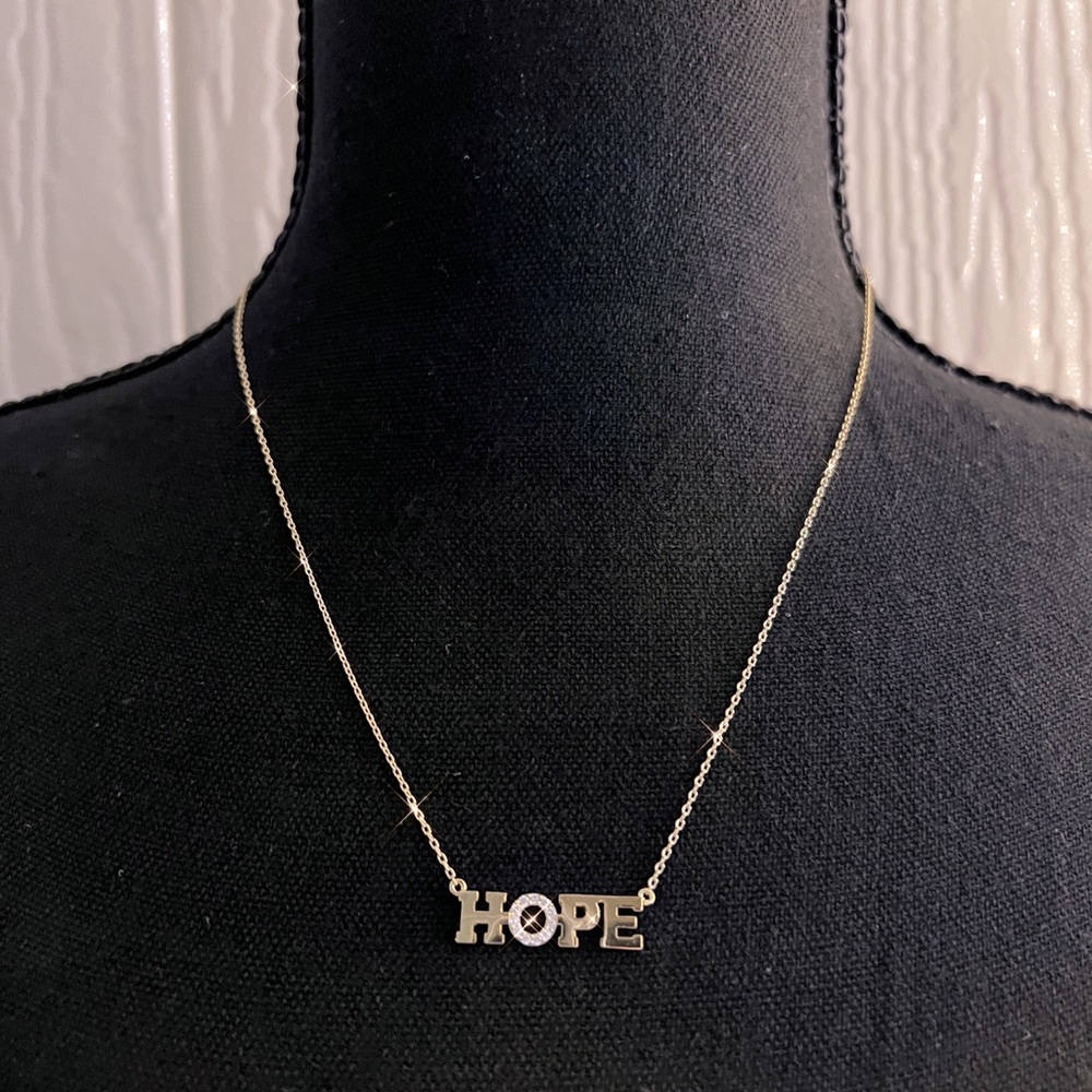 HOPE Gold Necklace With Zirconia Diamond Accent Pendant